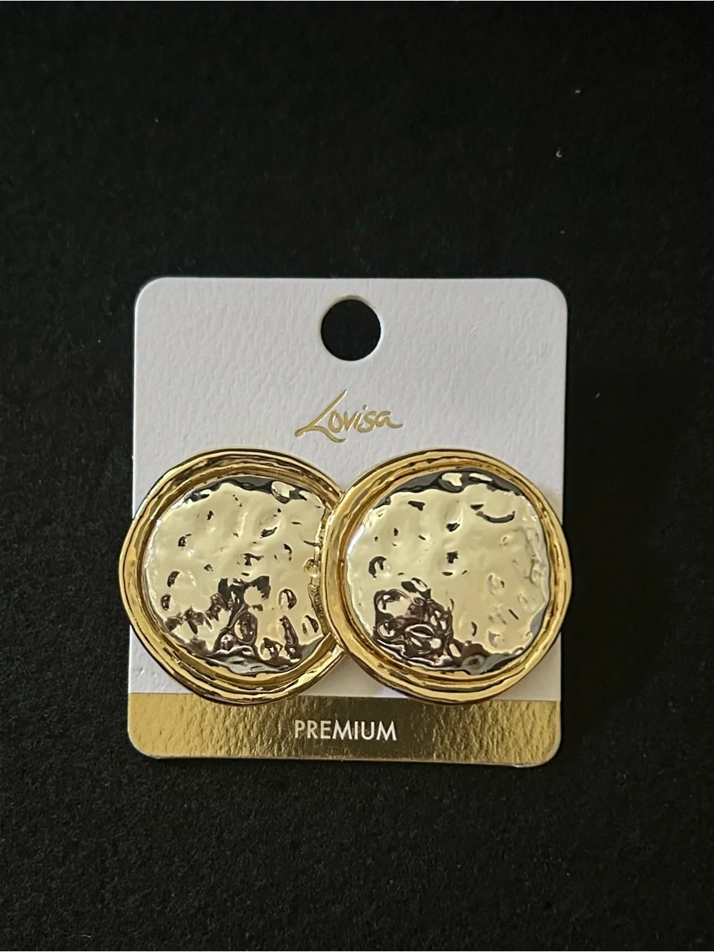 Lovisa Gold & Silver Tone Hammered Disc Statement Earrings NWOT